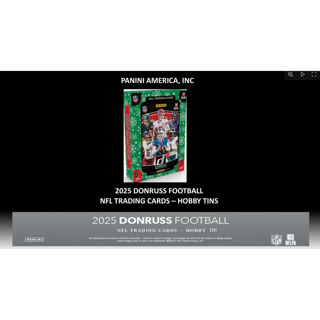 2025 Panini Donruss Football Winter Holiday Tin Trading Card Box (3 Exclusive Press Proof Purple Cards Per Tin) And Jumbo Value Pack