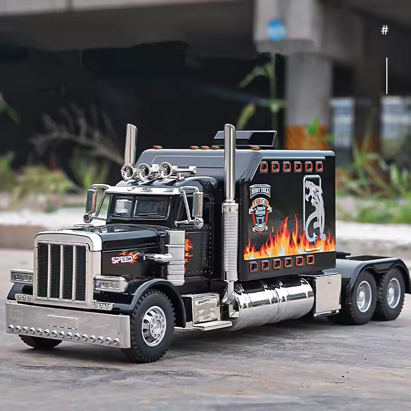Die-cast Metal Model Cars, Semi-trailer Trucks, Heavy-duty Trucks and Trailer Toy Vehicles, Pull-back Alloy Truck Toys, 1:24 Scale Truck Model Toys, Toy Car Collectible Ornaments, the Perfect Gift for Children Aged 3 and Up, Birthday Gift