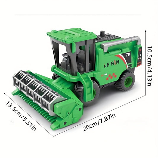 Agricultural Engineering Vehicle Simulation Model, Green Inertia Toy Wheat Harvester, Battery-Free Design, Suitable for Boys And Girls Aged 3 And Up