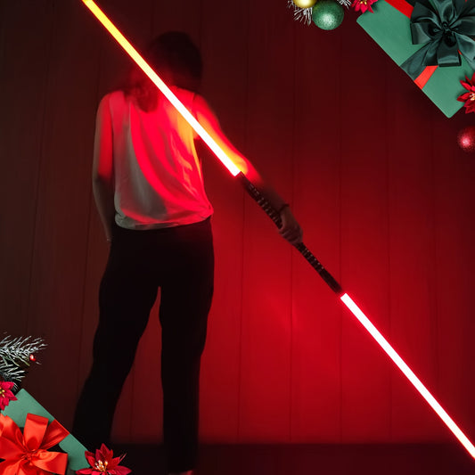 78.34" Halloween Dark Phantom Sword with 16 Colors Lightings, 3 Movie Sounds And Mute, 2-In-1 Dueling Saber, Single Player Double-Edged Sword/Double Players Single Sword, for Xmas Gift, Birthday Surprise, Comic-Role Cosplay, Movie Theme Party
