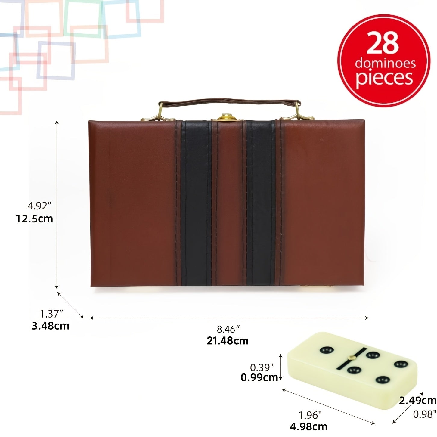 Extra Large Dominoes Set - 28 Classic White Dominoes, Storage Box, Portable Design, Perfect for Family Games, Party Games, and Team Building Activities. Board Game