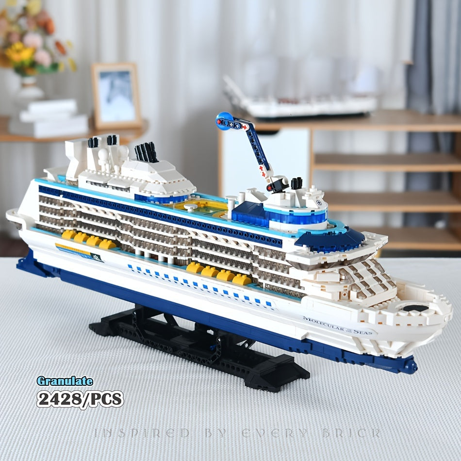 Building Blocks Cruise Ship Model, 2428 Pieces Technic Speedboat Construction Set Technology Home Decor Ideas Christmas/New Years Gift (3.6 Tiny Mini Bricks)