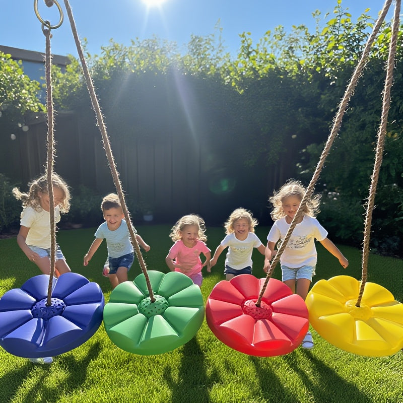 2pcs Single Style Thick Swing, Outdoor Fitness Flower Shaped Fun Swing, Diameter 11.8in Adjustable Rope Length 78.7in, Suitable for Amusement Parks/courtyards