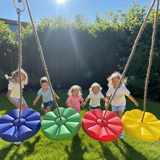 2pcs Single Style Thick Swing, Outdoor Fitness Flower Shaped Fun Swing, Diameter 11.8in Adjustable Rope Length 78.7in, Suitable for Amusement Parks/courtyards