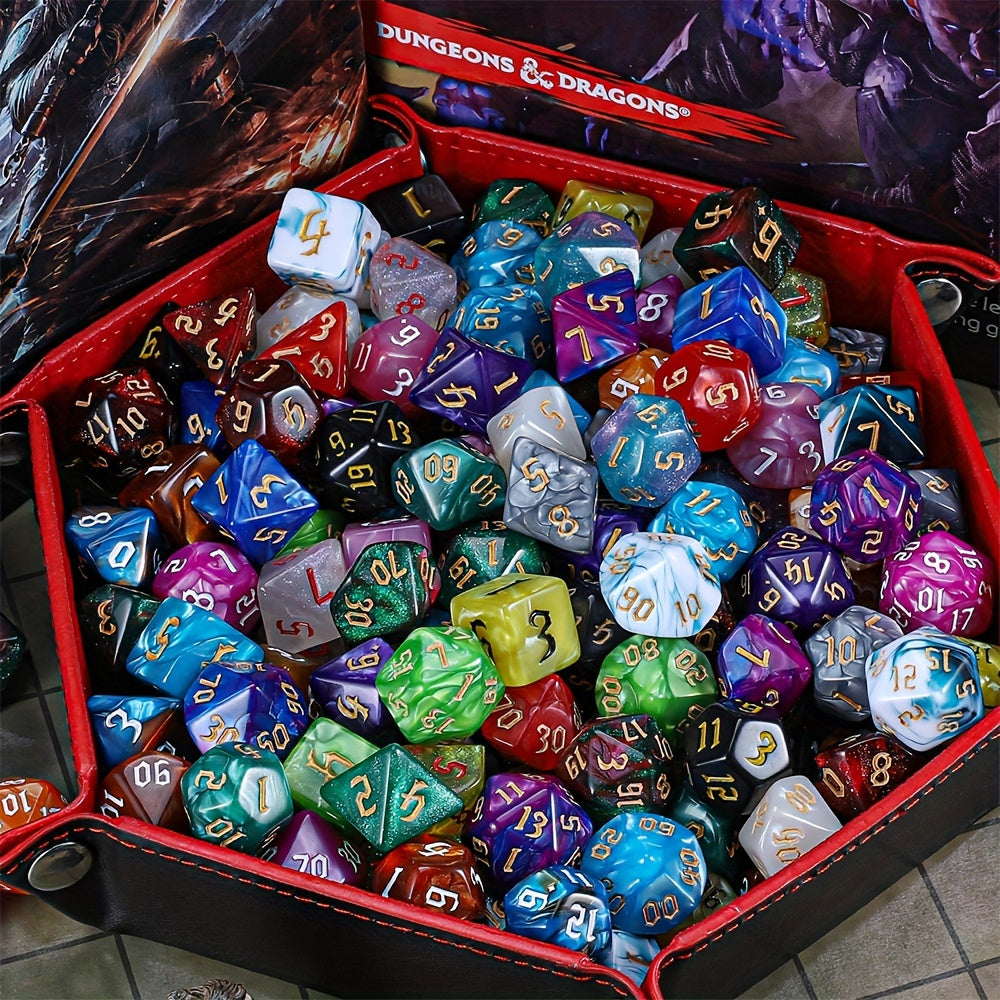 182pcs CiaraQ DND Dice Set Compatible for D&D RPG MTG - Complete Polyhedral Dice with Large Flannel Bag, D20 D12 D10 D8 D6 D4, Tabletop Game Dice Gift for Gamemasters, Great for Christmas & RPG Tabletop Games (182pcs)