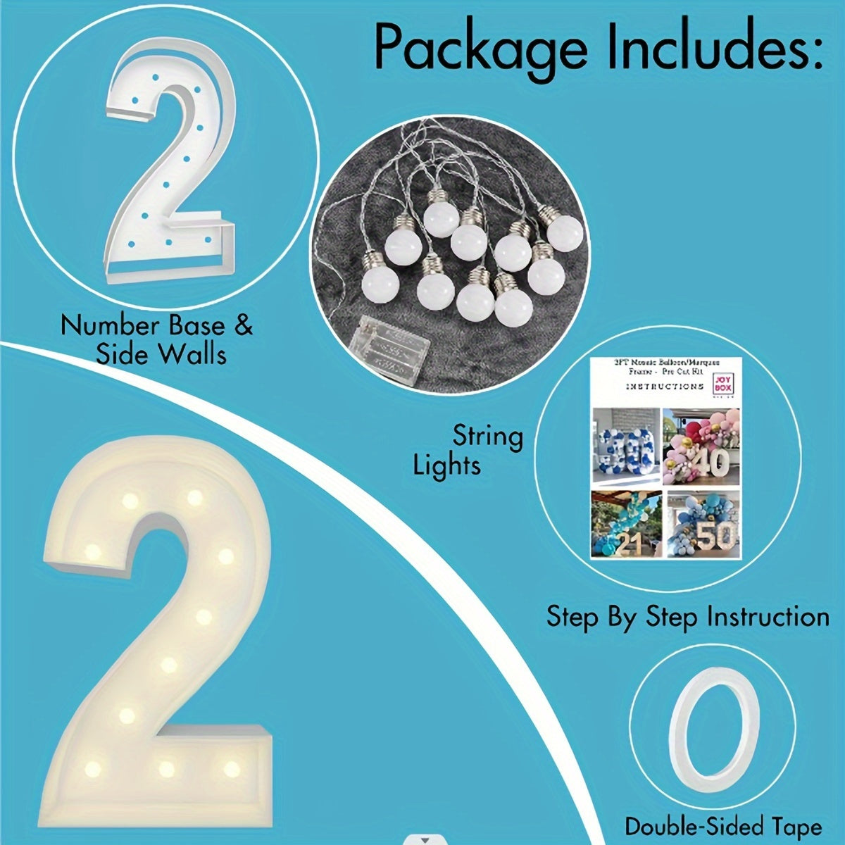 Warm White 73cm / 28.7 INCH - Illuminated Number 1 Balloon Frame - Paper PS Foam Board, Perfect for Birthday & Anniversary Parties,Graduation Decorations, Back to School of 2026
