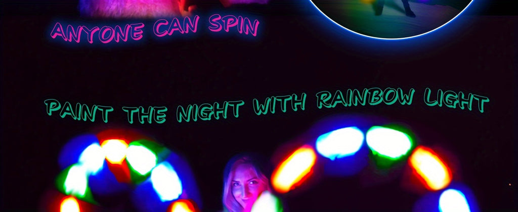 LED Poi Balls-2021 Upgraded Soft Spinning Glow Poi for Beginners And Professional Rainbow Fade And High Strobe Spinning LED Glow Balls Light Up Balls 1x Pair Glow Poi Balls
