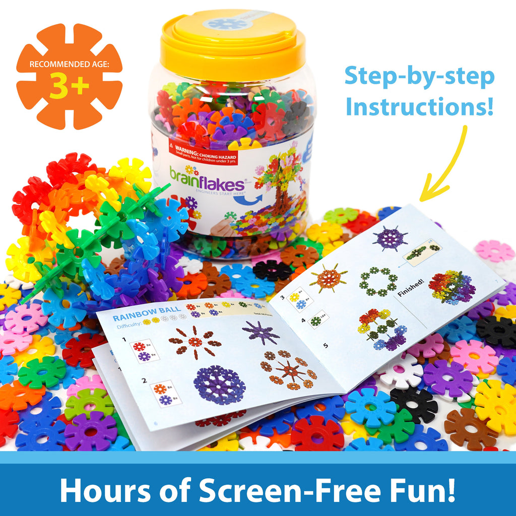 VIAHART Brain Flakes 500 Piece Interlocking Plastic Disc Set - A Creative and Educational Alternative to Building Blocks - Tested for Children's Safety - A Great STEM Toy for Both Boys and Girls!