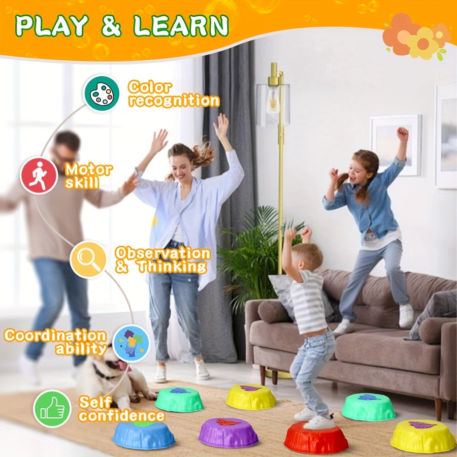 10pcs Light Up Stepping Stones - Kid Balance Training Sensory Toys, Coordination Stepping Stones Game Kit For Indoor & Outdoor. Suitable For Party Birthday Holiday Halloween Christmas Gifts