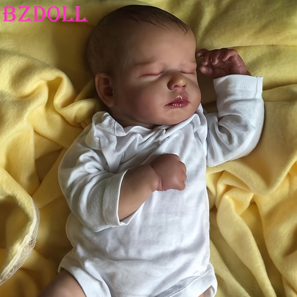 BZDOLL Reborn Baby Doll, Realistic Handmade Newborn Boy Girl, 3D-Painted Light Beige with Veins, Soft Head & Cloth Body, Lifelike Sleeping Doll, Birth Certificate & Outfit Included, 50cm/20", Ideal Gift for Collectors & Parents Present