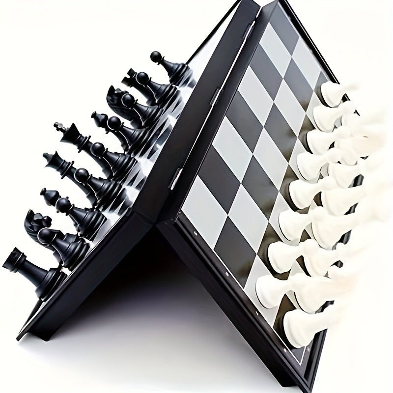 9.4 in Magnetic Chess Set Folding Portable, Travel Game for Inches Foldable Magnetic Chess Set, Travel-Friendly Educational Toy for Kids Adults, Interactive Games, Minimalist Chess
