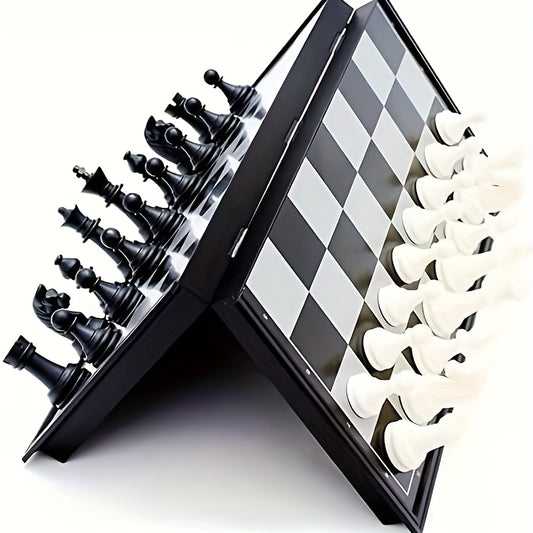 9.4 in Magnetic Chess Set Folding Portable, Travel Game for Inches Foldable Magnetic Chess Set, Travel-Friendly Educational Toy for Kids Adults, Interactive Games, Minimalist Chess
