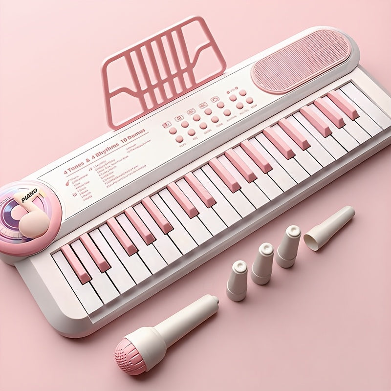 White Kids Electronic Keyboard Musical Toy, Multi-function Instrument, Beginner's Piano for Boys & Girls, Finger Music Playset, Ideal for Christmas, Halloween, Birthday Gift, USB Or AA Batteries (not Included)