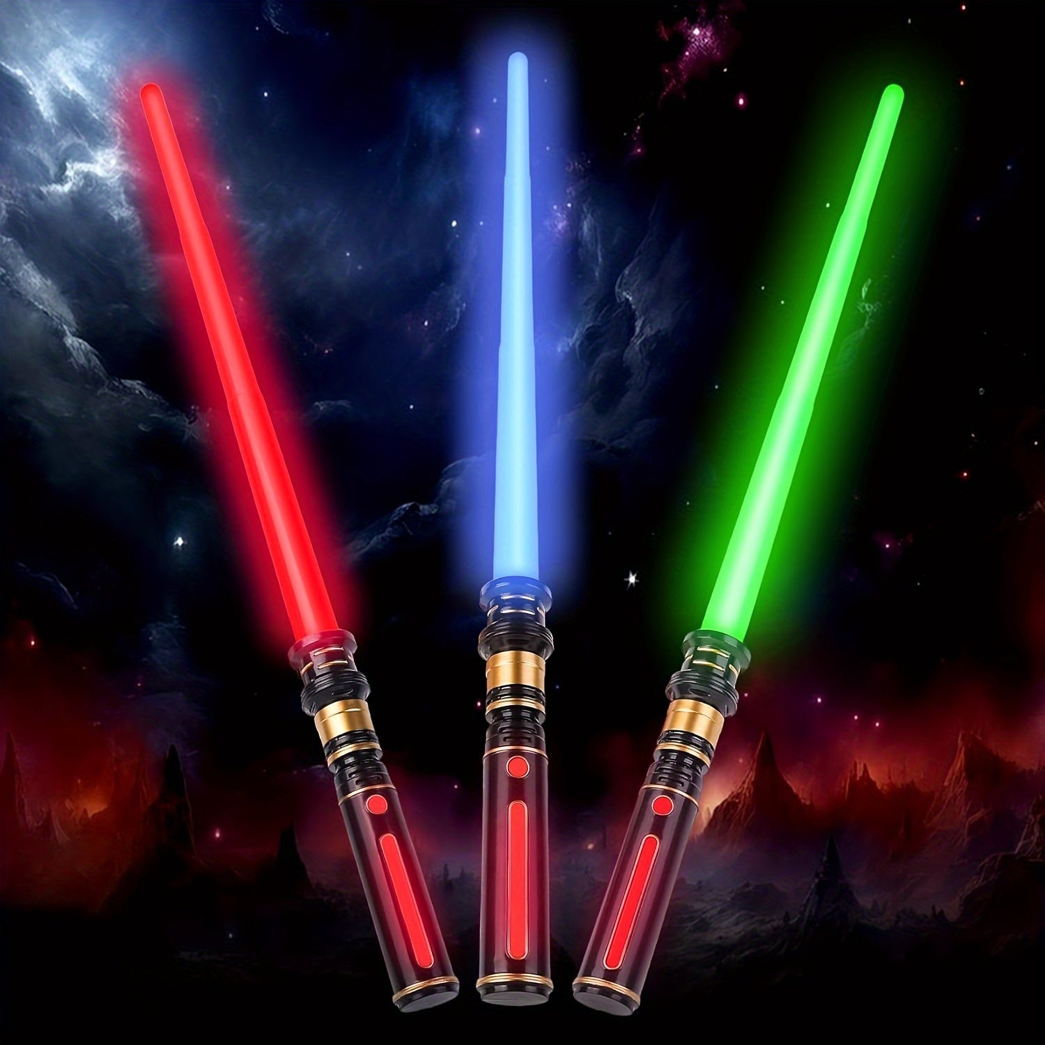 3 Pack Light Up Sword, Light Up Sword For Kids With FX Sound, Expandable Light Up Sword For Cosplay Halloween Dress Up Parties Birthday Christmas Gift