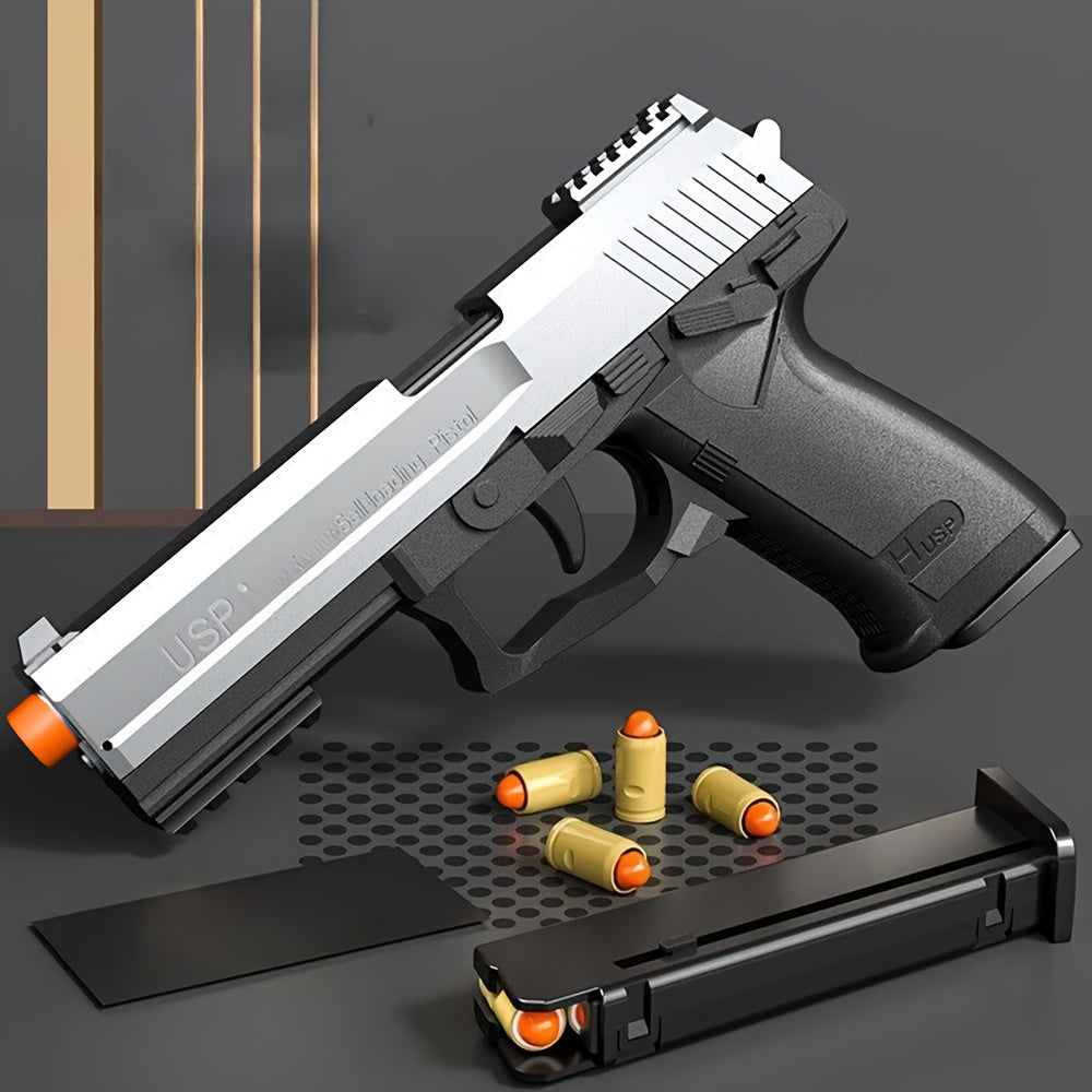 2025 USP Toy Gun Soft Clip Pistol, Continuous Shooting, with 100 Bullets And 2 Magazines, Toy Foam Blaster, Cool Rapid-fire Toy Gun Educational Models, Outdoor Shooting Games, Halloween, Thanksgiving, Christmas, Birthday Gift for Boys Girls0