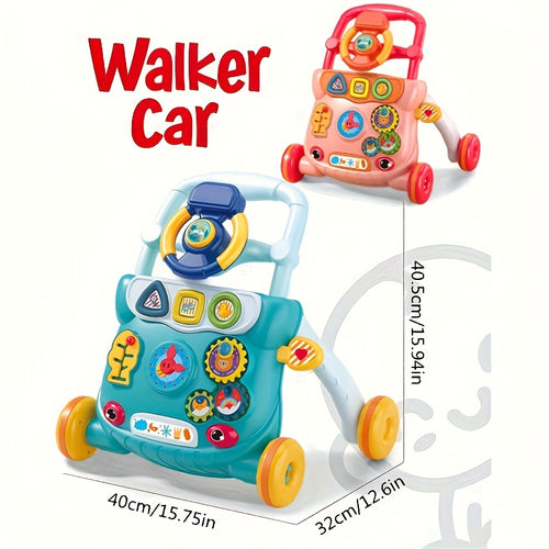 Baby Walker Toy with Music & Anti-Rollover Safety - Multi-Function Toddler Learning Toy for Early Walking Development, Educational Baby Gear, Engaging Activity Center, Sturdy Push Handle