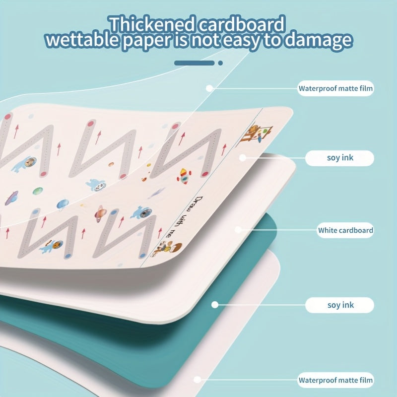 128 Pages - Pen Control Training, Magic Practice Copybook Set, Number And Letter Writing Practice - Reusable Pen Control Practice Copybook