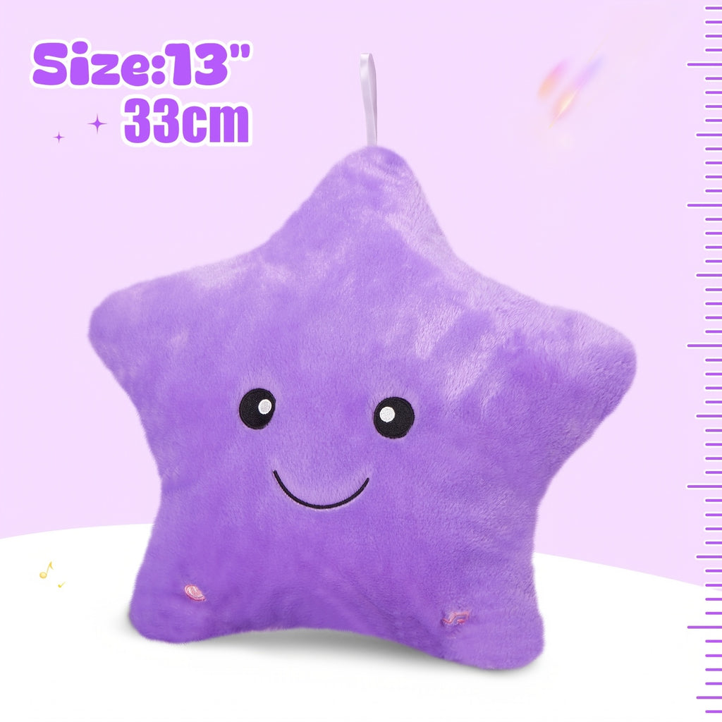 Musical Glowing Purple Star Plush Toy With Music - Soft Starlight Night Light, Melodic Plushie For Kids Bedrooms & Birthday Parties, Cute LED Stuffed Animal Gift For Children And Couples, Baby Shower, Perfect Graduation Season Present Choice