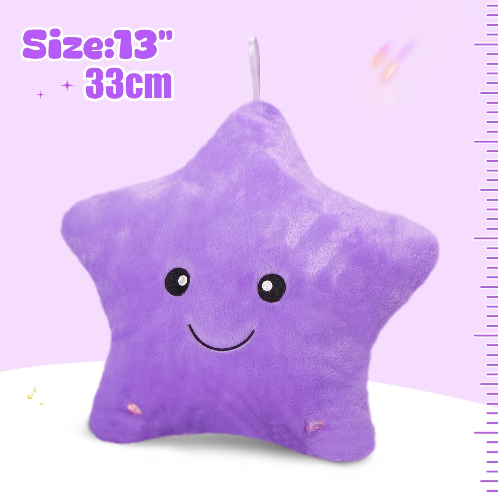 Musical Glowing Purple Star Plush Toy With Music - Soft Starlight Night Light, Melodic Plushie For Kids Bedrooms & Birthday Parties, Cute LED Stuffed Animal Gift For Children And Couples, Baby Shower, Perfect Graduation Season Present Choice