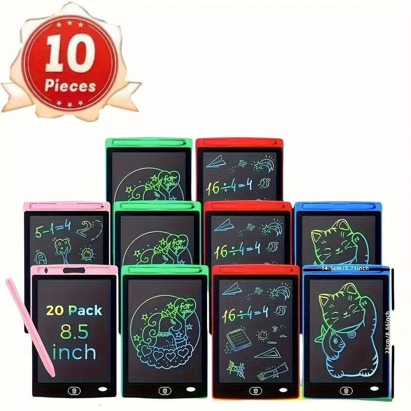 [Ideal Gift] 10/20pcs LCD Writing Board, Suitable for Children Aged 3-8-8.5-inch Reusable And Erasable Doodling Board, Blue, Red, Green, Pink - Ideal Educational Toy, Perfect for Drawing, Birthday And Festival Gifts Creative Play Takes Time! Colorful Tabl