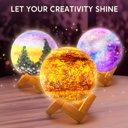 DIY 3D Moon Night Light Toy for Kids, Children's Painting Kit, Paint Your Own Moon Lamp Kit, Galaxy Lamp Arts And Crafts Kit, School Activities, Christmas Birthday Easter Gifts for Girls And Boys Age 6+