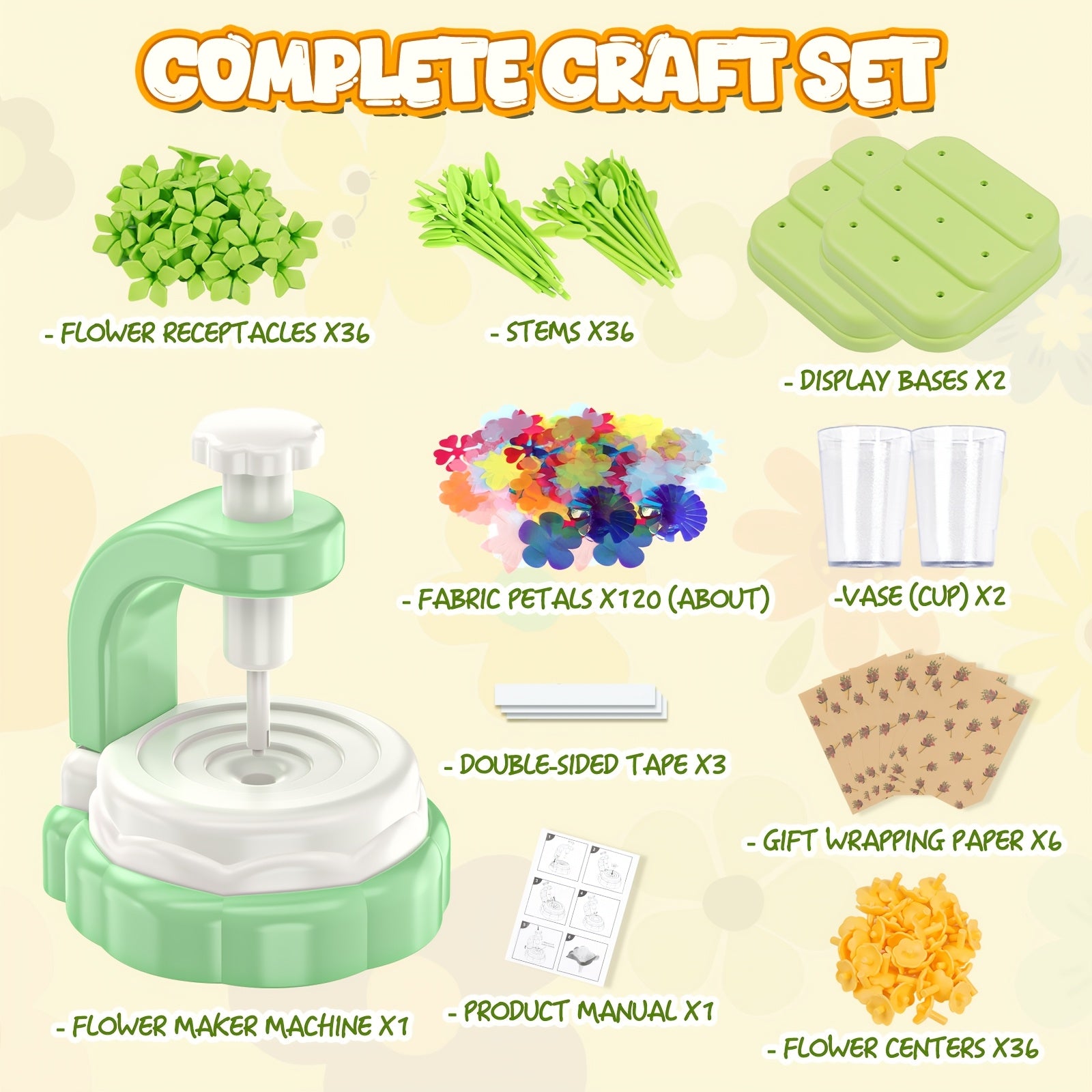 Art Flower Bouquet Craft Kit, Arts And Crafts Flower Toy for Kids, Build Your Own Bouquet, Creative Educational Gift for Toddlers Kids, Christmas Birthday Gift for 3+ Year Old Girls And Boys