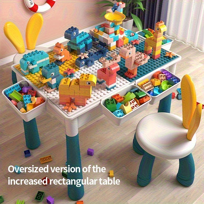 [24H Ship]16.54*12.6inch Multifunctional Building Block Table Set, with Storage Boxes & Chair, All-in-One Sturdy Construction for Boys & Girls, with ABS Material, Suitable As Halloween, Christmas, Thanksgiving, New Year's Day Gifts, Christmas Gifts