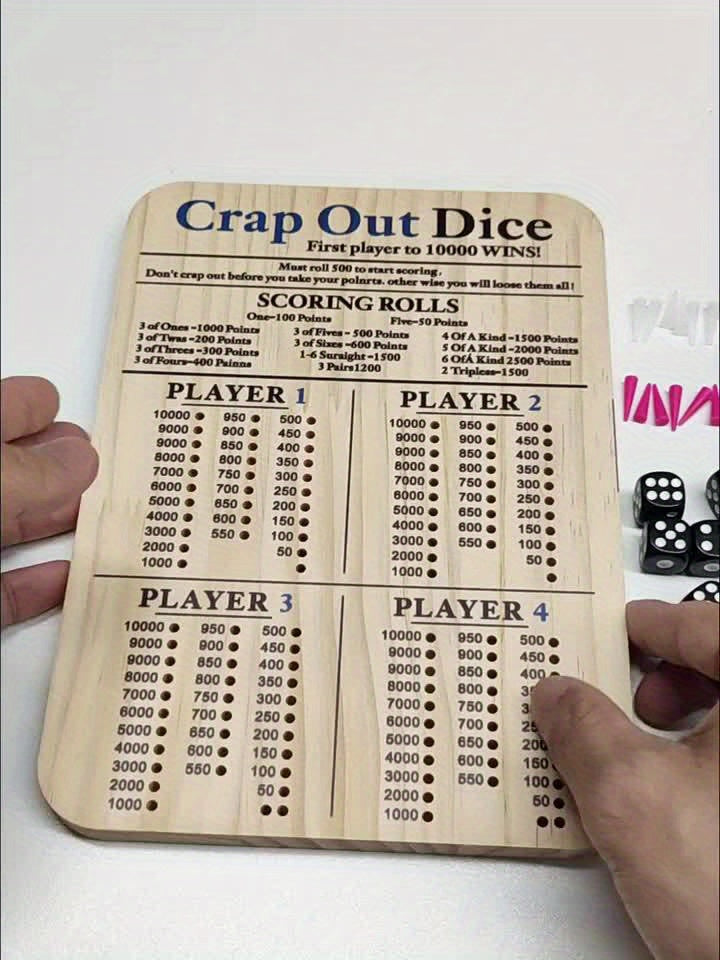 Crap Out Dice Score Board, Dice Game Fun Scoreboard, Crap Out Dice Board Score Sheet, Wooden Dice Game Fun Scoreboard(10 Inches)
