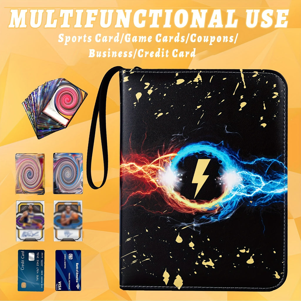 Trading Card Album for Collectors, 900 Card Capacity, 9 Pocket Card Binder with 50 Removable Sleeves, 3-Ring Card Holder for MTG, TCG, Sports Cards, Waterproof PU Leather