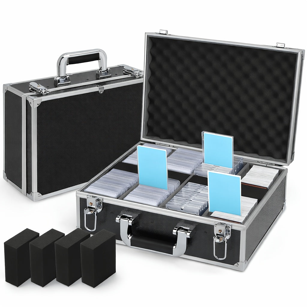 Card Brick Loading Aluminum Alloy Card Case with Key Lock - Vertical Four Rows, Black