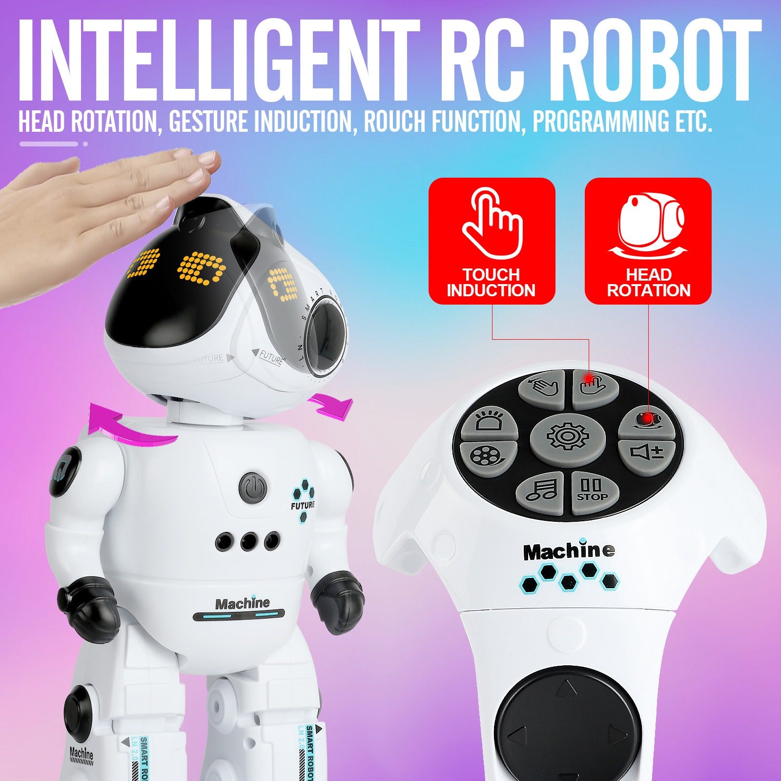 Voice Control Robot Remote Control Robo Toys Infrared RC Robots with Gesture Control LED and Voice Interactive Intelligent Warriors as Gift for Kids