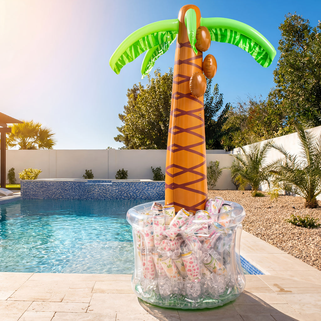 SYNCFUN Inflatable Palm Tree Cooler, Beach Theme Party Decor, Pool Party Decorations, Luau Hawaiian Birthday Party Supplies Ocean Jungle Tropical Themed Party Decoration Summer Outdoor Drink Cooler