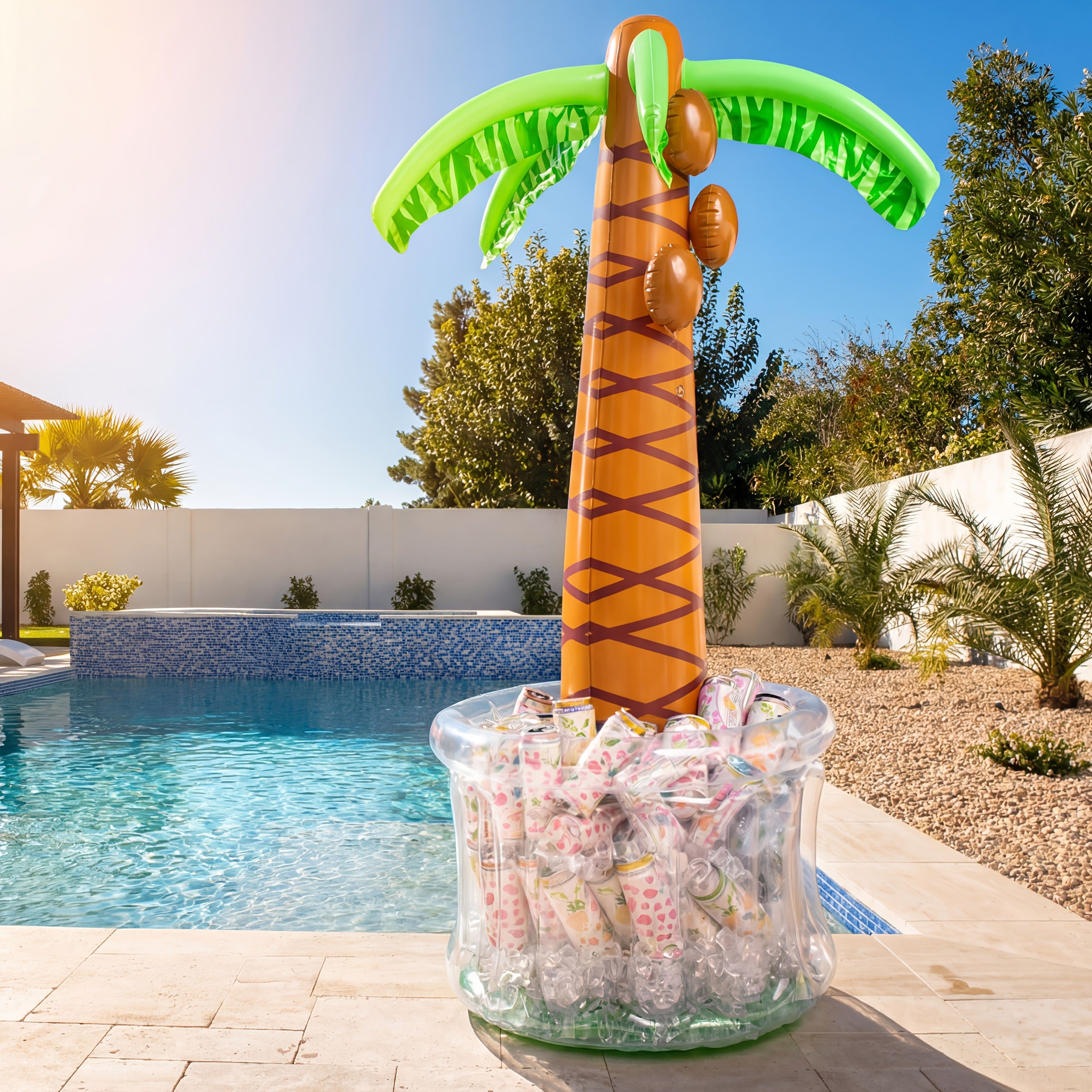 SYNCFUN Inflatable Palm Tree Cooler, Beach Theme Party Decor, Pool Party Decorations, Luau Hawaiian Birthday Party Supplies Ocean Jungle Tropical Themed Party Decoration Summer Outdoor Drink Cooler