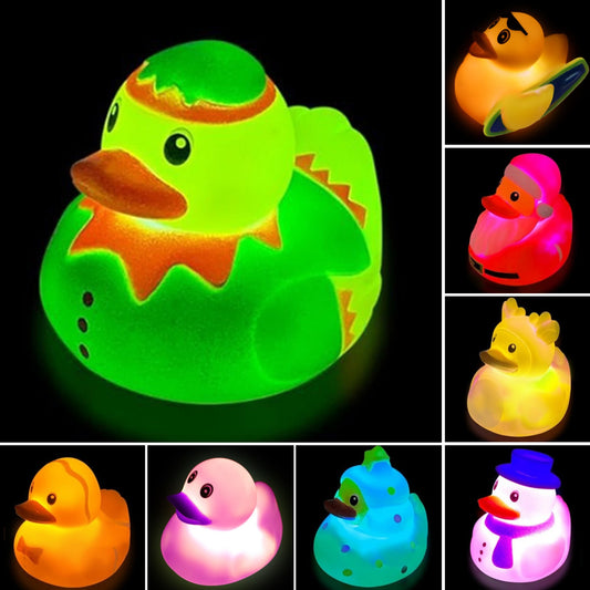 Light Up Duck Bath Toys, Toddler Bath Toys for Boy Girl, Idea Birthday Christmas Halloween Gifts for Boys Girls Preschool, Fun Water Bath Toys Pool Toys Random Colors