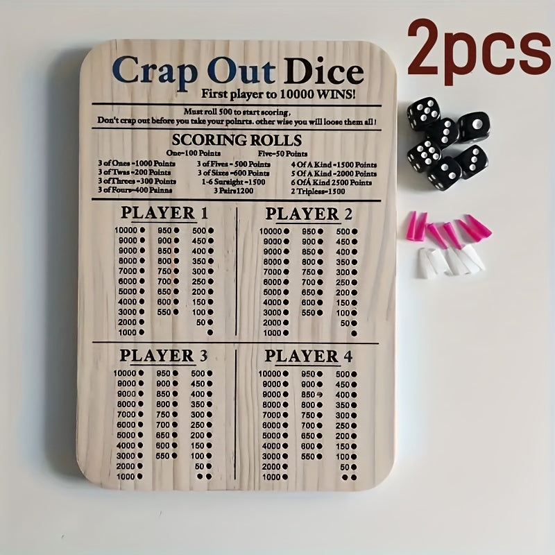 Crap Out Dice Score Board, Dice Game Fun Scoreboard, Crap Out Dice Board Score Sheet, Wooden Dice Game Fun Scoreboard(10 Inches)