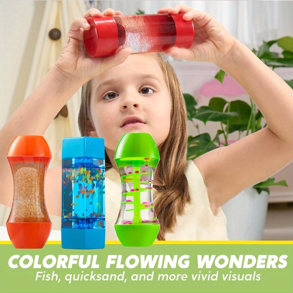 4-Pack 4 Unique Design Fidget Tube Toys for Kids, Relax Toy, Sensory Tubes, Speech Relax Materials, Calming Toys for Children with Autism, Calm Down Corner Supplies, Multi-item Fidget Toy Pack, Birthday Christmas Presents for Kids