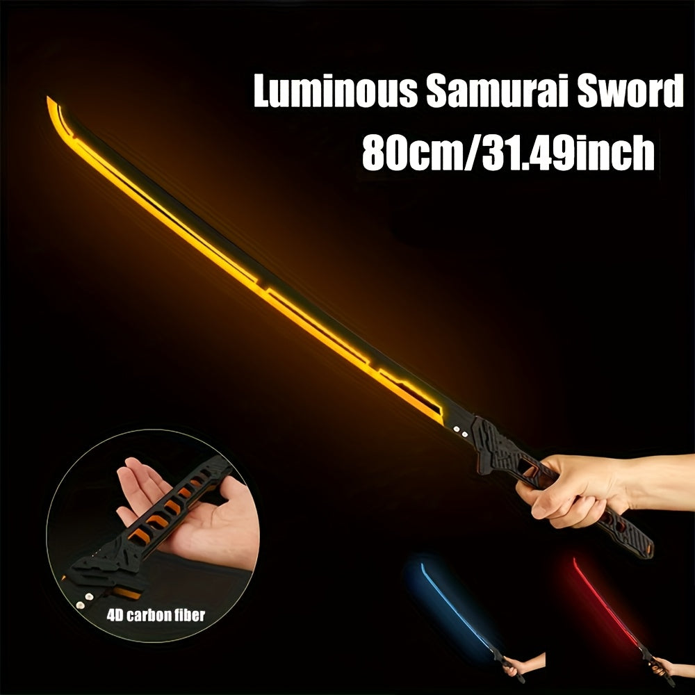 80cm (31.49 Inch) Large Cyberpunk Luminous Thermal Katana Acrylic Knife Model - 1:1 Science Fiction Cosplay Prop, Halloween Masquerade Party Peripheral Gifts For Adult