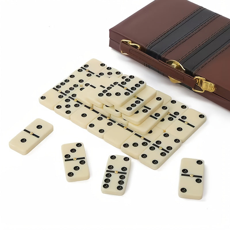 1/2pcs Classic Black Domino Set with 28 Classic Black Dominos, with Case Perfect Holiday Present for Family & Friends, Portable Design for Family And Party Games | Elegant Packaging with Premium Graphics, Ideal for Thanksgiving, Halloween, Christmas