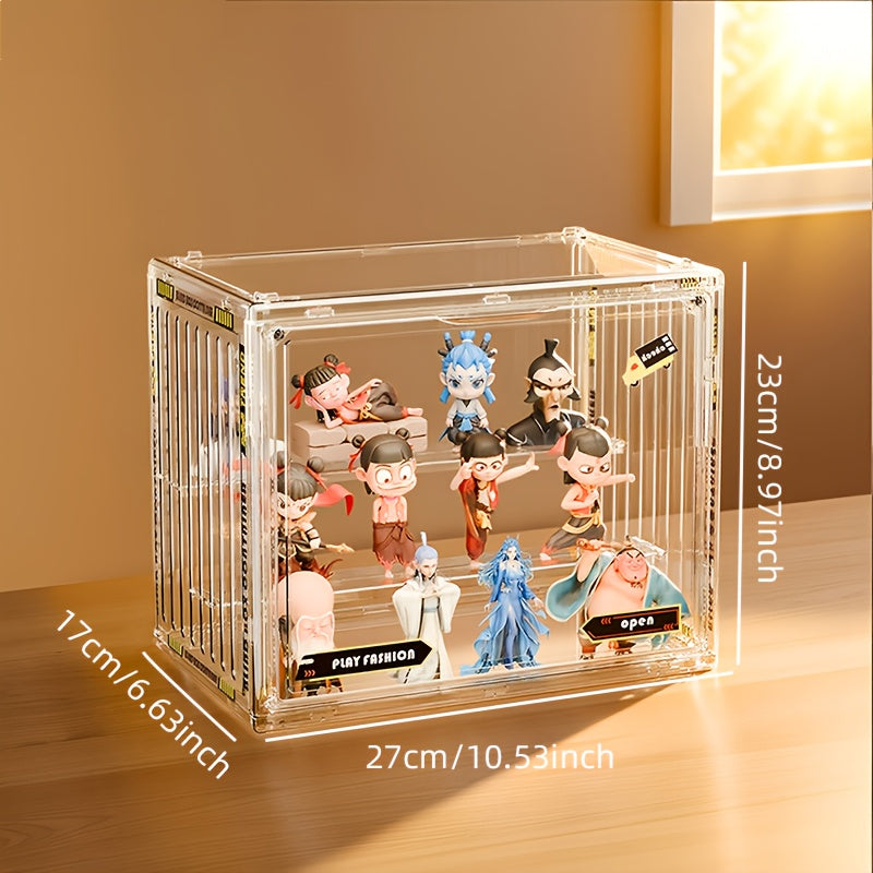 4 Tiers/ 3 Tiers Clear Display Case for Figures with 3/ 2 Adjustable Dividers, Acrylic Storage Organizers Box with Magnetic Door, Dust-Proof Showcase for Collectibles Action Figure