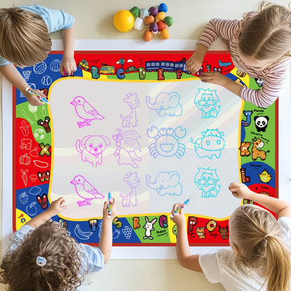 Children's Water Drawing Mat Set with 2 Water Pens - Reusable, Mess-Free, Large Size, Interactive with Parents, Safe Materials