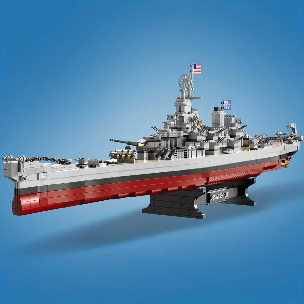 2228pcs, USS Missouri Battleship Construction Kit Building Block Set, Military Series Historical Warship Model, Adult Collection Display, Hobbyist Gift, FC4203