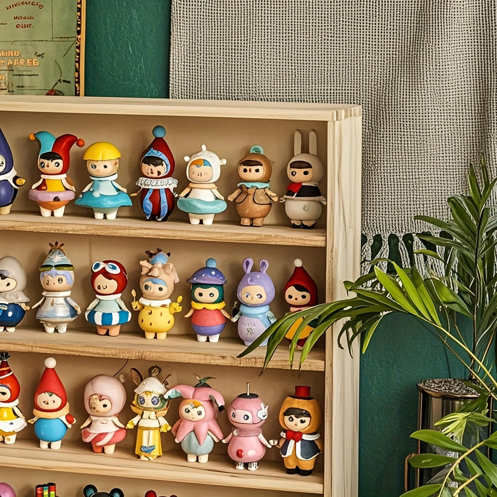 6-layer Simple Solid Wood Wall-mounted Figurine Collection Box, Floor-standing Or Wall-mounted, Transparent Storage And Display Cabinet, Acrylic Doll Display Box, Wall-mounted Shelf, Space-saving Design