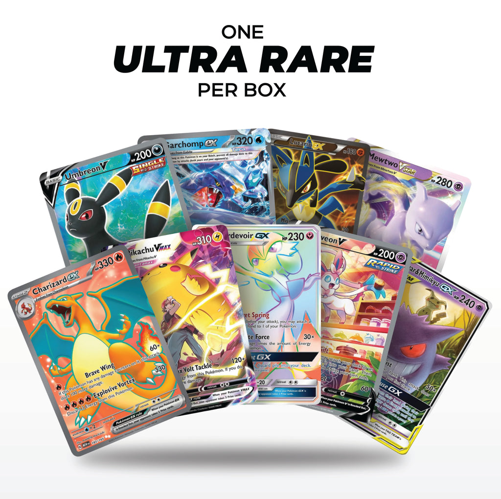 Ultra Rare Battle Bundle | 100+ Pokemon Cards | 1x Ultra or Double Rare Guaranteed | Holos & Rares Included! | Perfect Giftable for Kids & Collectors!
