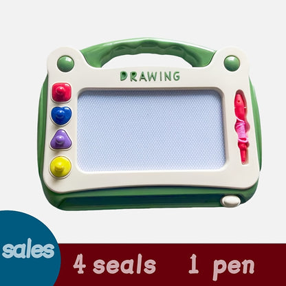 [Birthday Easter Gift] Drawing Board Toy, Learning Toy, Perfect Birthday Gift for Boys And Girls, Easter/ Day Gift (4 Stamps 1 Brush 4 Stands, Green Drawing Board (No Stand))