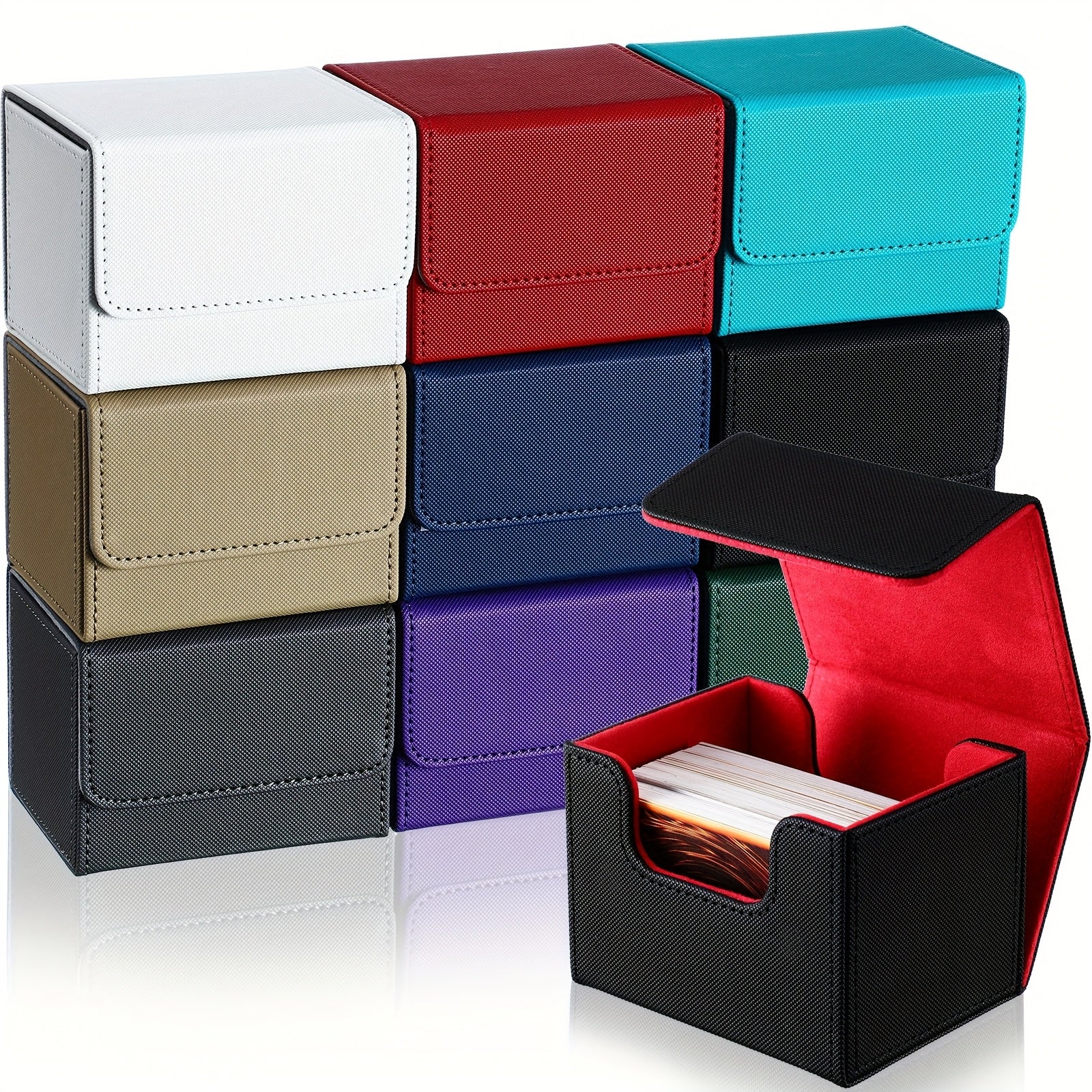 2026 10pcs Deck Game Card Box Magnetic Card Game Case For 100 Plus Gaming Storage Containers Compatible With MTG Deck Boxes, 10 Colors Match Day Fan Gear for Football and All Fans