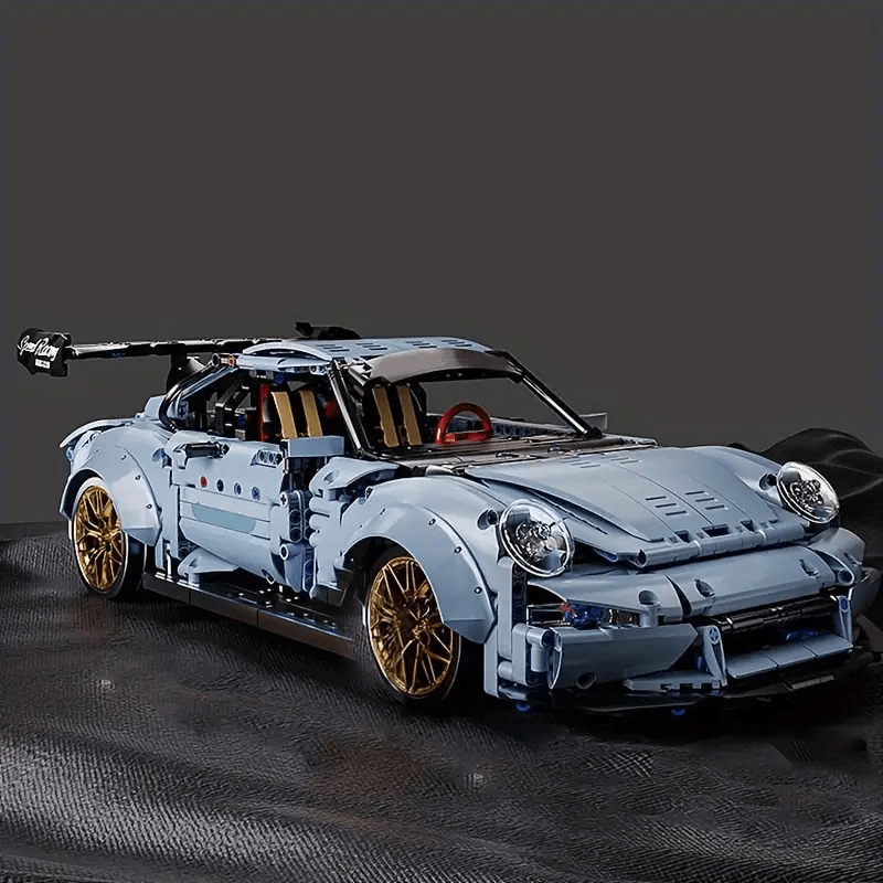 2100pcs Cool Toys for Men Creative Misty Blue Lowrider Sports Car Building Blocks Model Fashionable Model Desktop Ornament Room Decoration, Home, Adult Building, Valentine'S Day Gifts