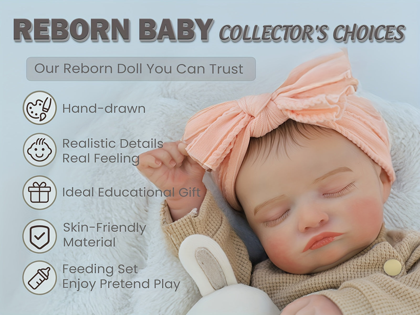 [Soft | Realistic] 20-Inch Soft & Realistic Lifelike Reborn Youngsters Girl Doll | Feeding Set, Realistic Sleeping Pose - Perfect for Youngsters 3+ | Safe & Cuddly Companion