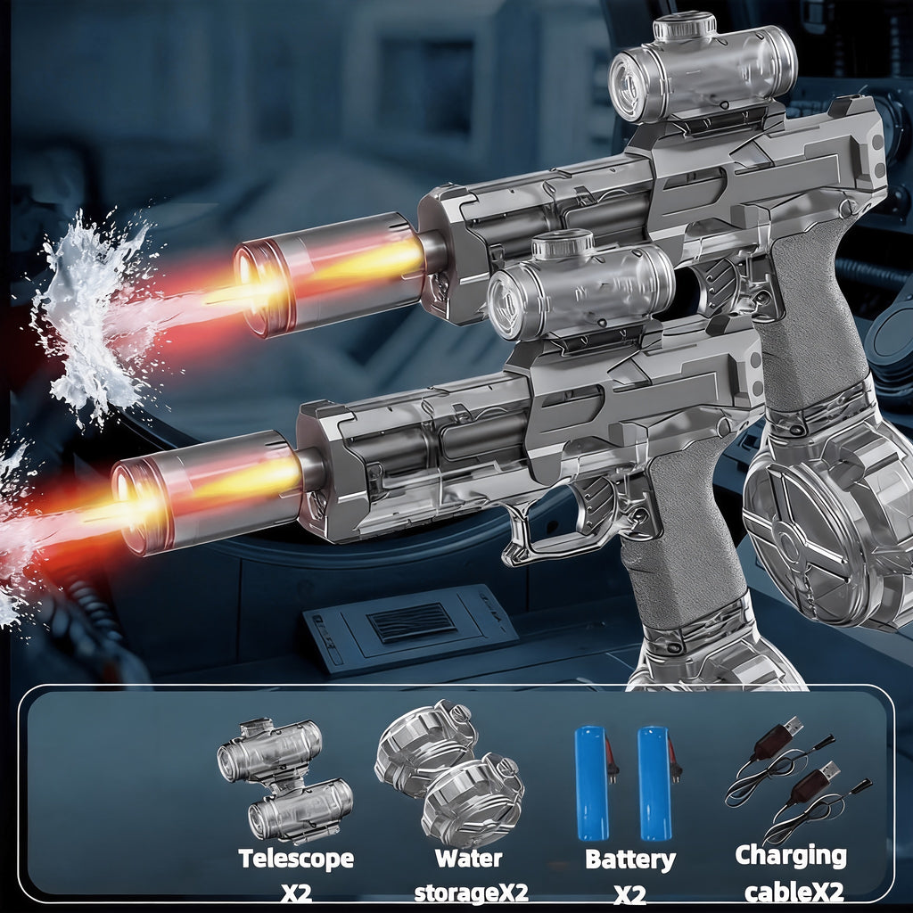 2026 New 2pcs High-speed Automatic Water Gun, Featuring An Ultra-long Shooting Range And Cool Lights, Is A Toy for Boys And Girls, Perfect for Outdoor Play In Summer, And The Best Birthday Gift