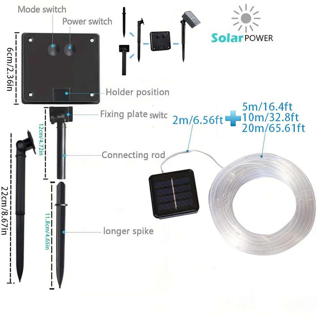 Solar Powered LED Trampoline Lights Colorful, Outdoor Rope Lights, 8 Lighting Modes, IP65 Solar Powered Outdoor Lights for 8-16 Feet Trampolines, Commercial Street And Area Lighting