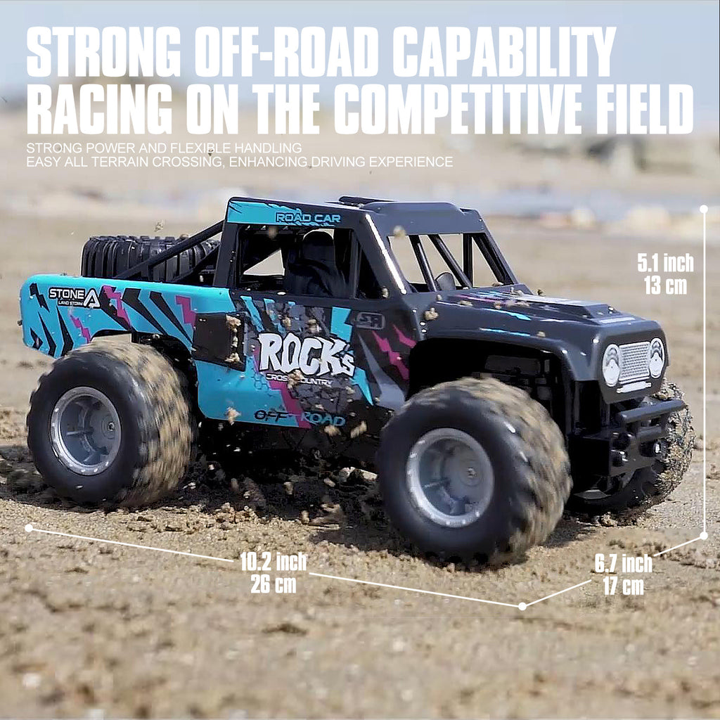 RC Trucks 4x4 Offroad Waterproof 1:16 Amphibious Remote Control Car with 2 Rechargeable Battery 4WD All Terrain Monster Truck RC Car for Boys 4-7 gift present